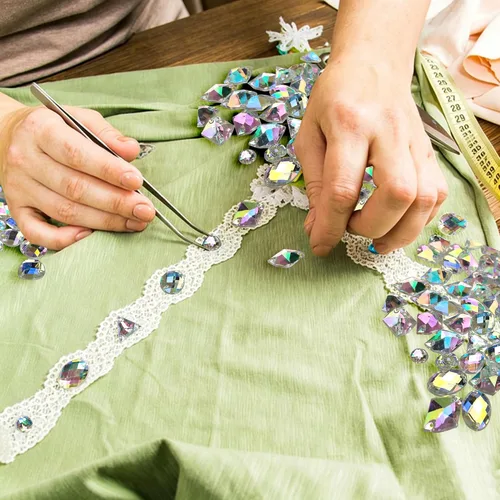 Miniatura 6 de 200 piezas de diamantes de imitación acrílicos AB con parte trasera plana para coser con formas mixtas para manualidades, manualidades, ropa
