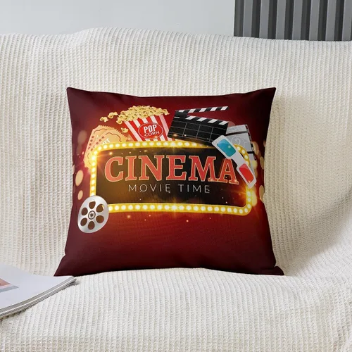 Miniatura 2 de Juego de 2 fundas de almohada estilo cine vintage de 18 x 18 pulgadas, fundas de almohada decorativas para sofá cama con temática de película