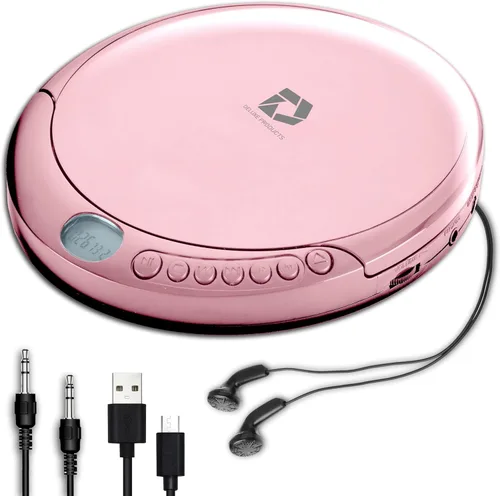 Miniatura 10 de Deluxe Products Reproductor de CD portátil con protección antideslizante de 60 segundos, auriculares estéreo, incluye cable de entrada auxiliar