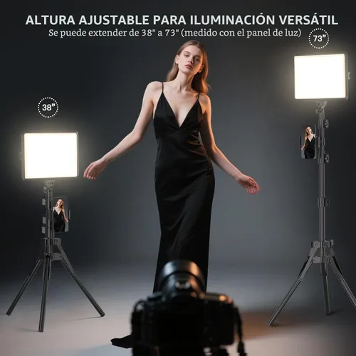 Miniatura 7 de Paquete de 2 luces LED de video, luz NiceVeedi Studio, kit de iluminación regulable de 2800-6500K para fotografía con soporte de trípode y soporte