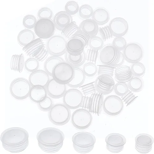 Miniatura 12 de GORGECRAFT 25 tapones para salero y pimentero blanco de 51/64 pulgadas, tapón de repuesto transparente de plástico, tapa de extremo redondo