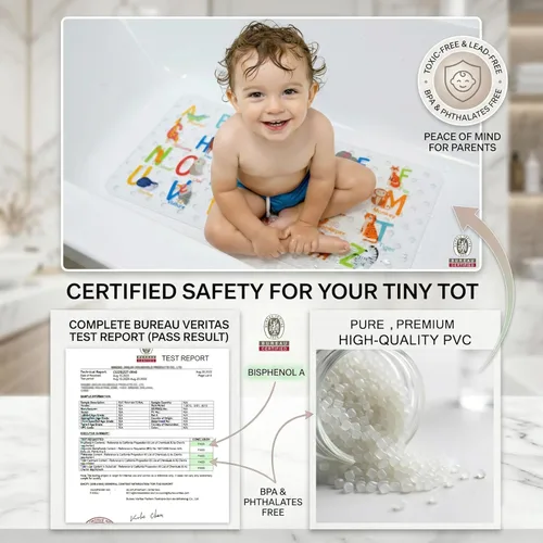 Miniatura 7 de BEEHOMEE Tapetes de baño para bañera para niños, bebés y niños pequeños - Grandes tapetes antideslizantes de dibujos animados para baño, bañera