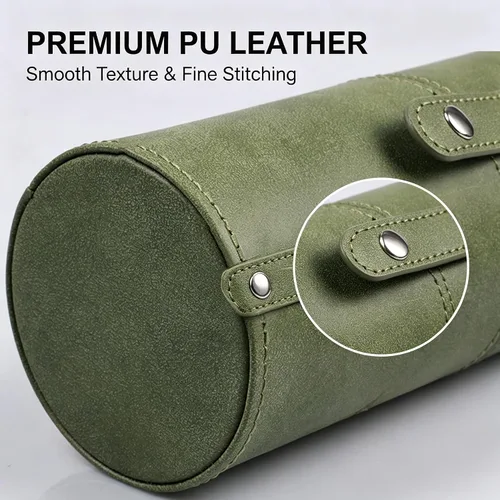 Miniatura 5 de PU Leather Makeup Storage Holder Cosmetic Cup, Travel Makeup Brush Holder Organizer Case with Button Closure, Portable Cosmetic Brush Storage