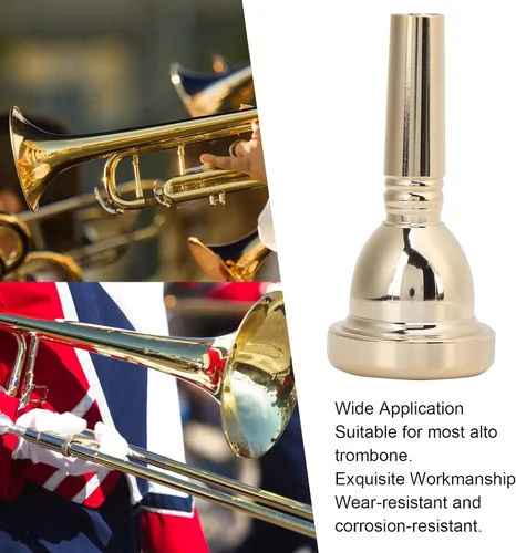 Miniatura 2 de Boquilla de trombón, boquilla de trombón de latón 5G Boquilla de trompeta para trombones tenores (oro 0.500 in)