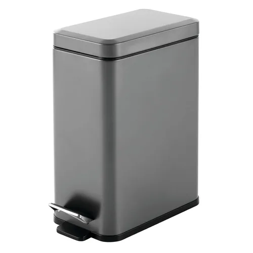 Miniatura 8 de mDesign - Cubo de basura de 2,6 galones de perfil delgado con escalón de metal, papelera, contenedor de basura, baño, tocador, dormitorio, cocina