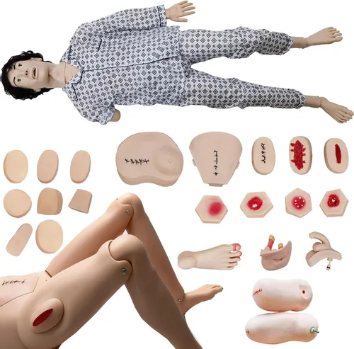 Miniatura 8 de Maniquí de enfermería de trauma, Maniquí médico para el cuidado del paciente para entrenamiento: RCP de 5.74 pies de cuerpo completo con más de 30