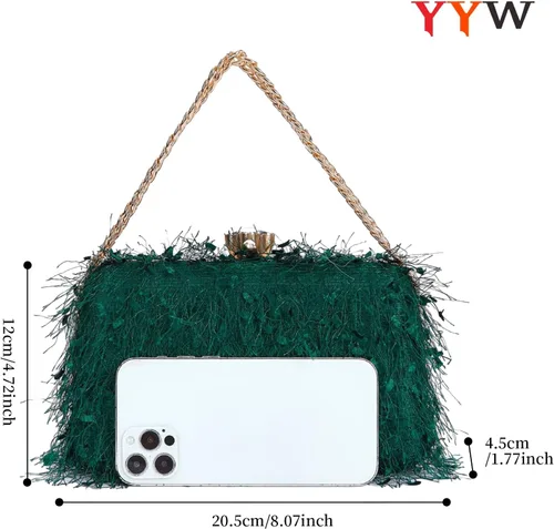 Miniatura 3 de YYW Bolso de mano para mujer, lindo bolso de noche esponjoso, bolso de hombro para banquete de boda, fiesta