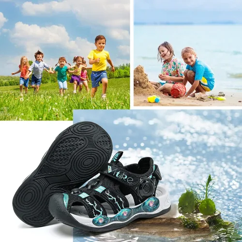 Miniatura 6 de JMFCHI FASHION Sandalias deportivas para niños, sandalias deportivas para exteriores, senderismo, atléticas, sandalias de playa con punta cerrada