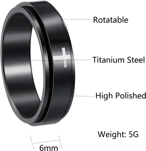 Miniatura 73 de Anillos giratorios para la ansiedad para hombre, anillos clásicos de cadena para mujeres y adultos, anillo de acero de titanio