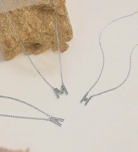 Miniatura 5 de KICKGY Initial Necklaces for Women, Dainty Silver Letter Necklace Sterling Silver Personalized CZ Initial Necklace Cute Monogram Name Necklace