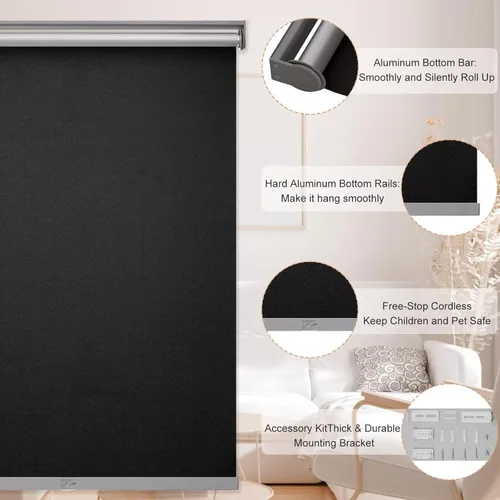 Miniatura 2 de MYshade - Persianas enrollables sin cordones con parada libre, persianas y cortinas para ventanas oscurecedoras de habitación, mismas de ambos