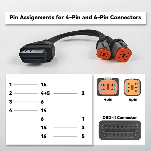 Miniatura 6 de Adaptador OBD2 para Harley 2 en 1 [4 pines + 6 pines] a cable de diagnóstico de motocicleta de 16 pines, conector de herramienta de escáner