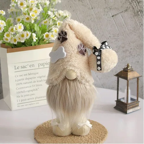 Miniatura 3 de 2 gnomos de peluche para perro, decoración para el hogar, hecha a mano, figuritas suecas Tomte, gnomos de patas y huesos para invierno, Navidad, Set