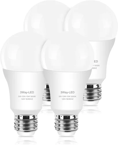 Miniatura 10 de Bombillas de 3 vías 50 100 150 blanco cálido, A19 3000K, 5/10/15W ahorro de energía 500 1000 1500 lúmenes, bombillas LED de base E26 perfectas