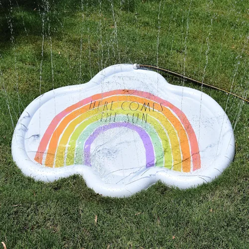 Miniatura 2 de Rae Dunn x CocoNut Float Rainbow Cloud Splash Pad – Here Comes The Sun Theme – Juguete de agua duradero – Seguro y divertido rociador de patio