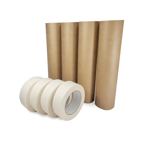 Miniatura 18 de IDL Packaging Juego de papel de enmascaramiento y cinta, papel marrón de 18 pulgadas x 60 yardas (6 rollos) y cinta blanca de 1.41 pulgadas x 60