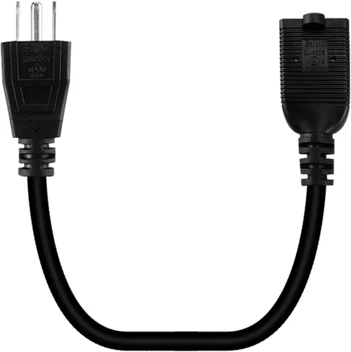 Miniatura 3 de Cable de alimentación NEMA 5-15P a 5-15/20R - 15A a 20A, Nema 5-15P a 5-15R/5-20R (peine 20Amp T Blade) - Listado UL 14AWG Negro 1FT/0.32M