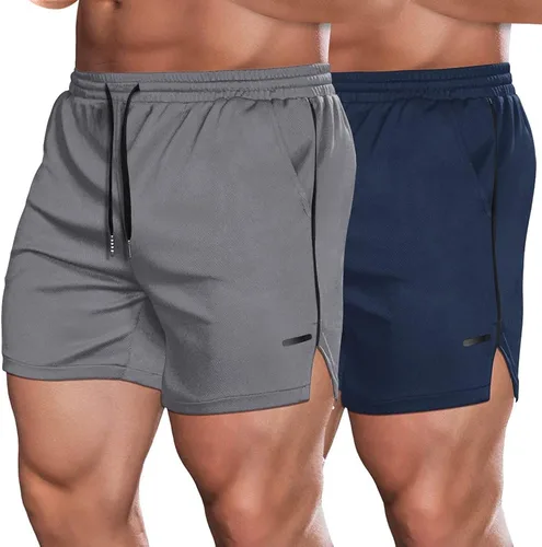 COOFANDY Paquete de 2 pantalones cortos de entrenamiento de gimnasio para hombre de malla ligera para fisicoculturismo entrenamiento correr deportes