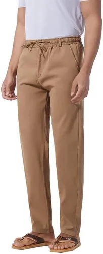 Miniatura 26 de Pantalones casuales de lino de algodón para hombre, pantalones sueltos de playa, pantalones largos de yoga ligeros