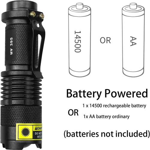 Miniatura 4 de Abom Linterna UV de 395 nm Mini detector de luz negra ultravioleta - Encuentra orina seca de perro/manchas de mascotas, curado con pegamento UV