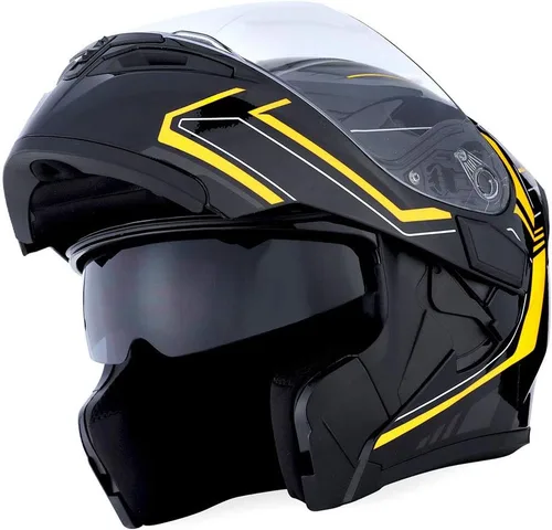 Miniatura 22 de 1Storm Casco modular de cara completa para motocicleta con doble visera abatible y protector solar: HB89 Flecha Azul