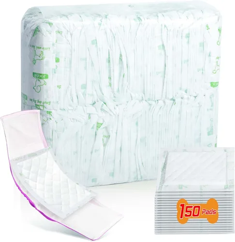 Pañales para perros machos y hembras, 150 unidades, pañales desechables súper absorbentes para perros, almohadillas de refuerzo para la mayoría de