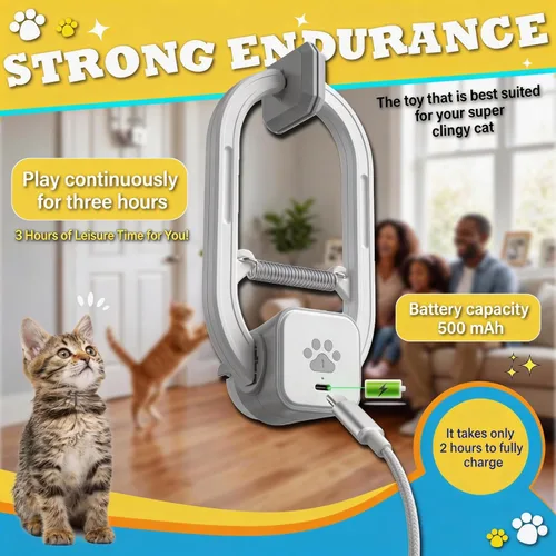 Miniatura 5 de Juguete interactivo para gatos, juguete eléctrico recargable para gatos, juguete para gatos con puerta colgante, 2 modos de movimiento