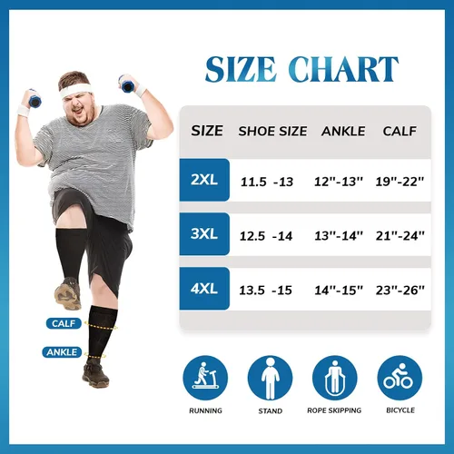 Miniatura 6 de ZOOSIXX Plus Size Compression Socks for Women and Men, 2 Pairs Knee High Support Wide Calf Stockings