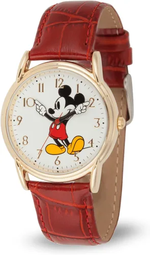 Disney Mickey Mouse Adult Classic Cardiff Articulating Hands Analog Quartz Leather Strap Watch