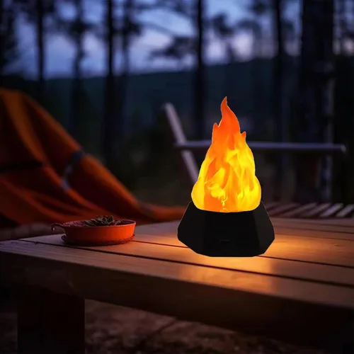 Miniatura 9 de Lámpara de fuego falsa, luz nocturna de viaje recargable 3D con iluminación acogedora, velas LED falsas de chimenea de 3 modos para decoración