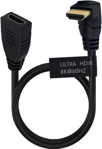 Miniatura 8 de Cable de extensión HDMI 8K a 60Hz de 2 pies, 48 Gbps, cable Ultra HD, recto hembra a macho en ángulo descendente, extensor HDMI 2.1, cable