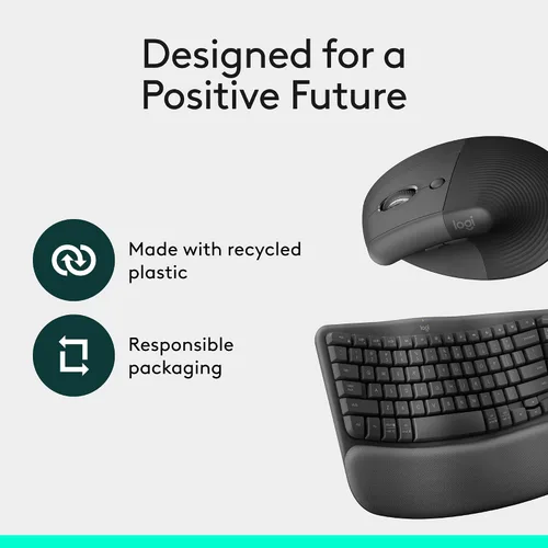 Miniatura 10 de Logitech Wave Keys & Lift - Combo ergonómico de teclado y mouse inalámbricos, con reposamanos acolchado, fácil de cambiar, Bluetooth, para sistema