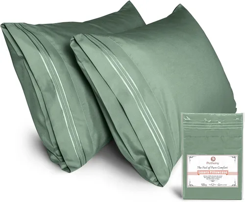 Miniatura 8 de P Pothuiny Fundas de almohada 100% microfibra – Fundas de almohada beige súper suaves de 20 x 30 pulgadas – Juego de 2 fundas de almohada