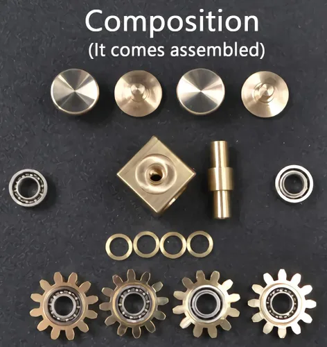 Miniatura 2 de Cubo de latón puro para personas inquietas, spinner de metal, engranes, juguete de mano, para armar usted mismo, EDC, enfoque, meditación, romper