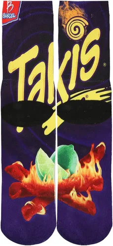 Miniatura 3 de STEPUP SOX Calcetines unisex divertidos y coloridos con estampado de calaveras de alimentos en 3D calcetines de tubo de baloncesto Takis Fuego M