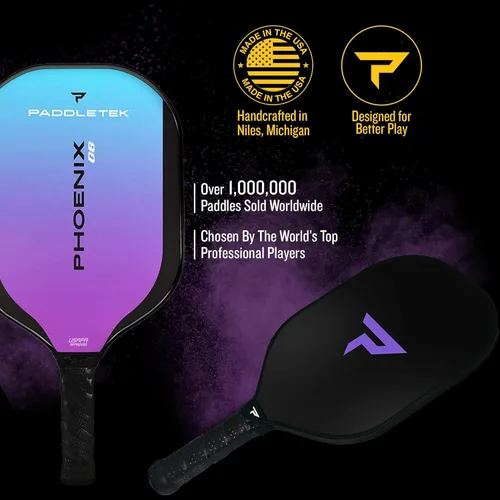 Miniatura 2 de Paddletek Phoenix G6 - Paleta de pickleball profesional con núcleo de panal, superficie de policarbonato, núcleo de policarbonato de grafito