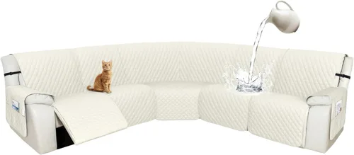 Miniatura 87 de Arfntevss Fundas de sofá modular reclinable, 100% impermeable, en forma de L, para sillón reclinable en forma de L, funda seccional lavable