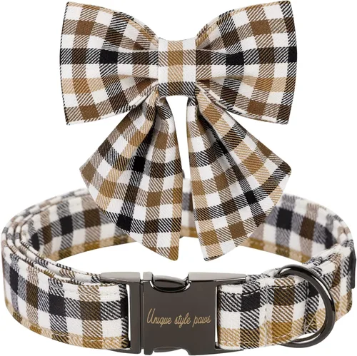 Miniatura 29 de Unique style paws Collar de perro con corbata, collar de perro a cuadros rosa y verde, el mejor regalo para perros pequeños, medianos y grandes, S