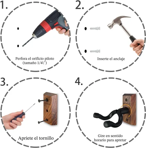 Miniatura 7 de Soporte de pared para guitarra, 2 unidades, colgador de guitarra de madera de nogal negro, soporte de pared para guitarra en forma de U, soporte