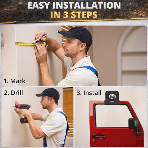 Miniatura 5 de 4 piezas de colgador de almacenamiento de puerta extraíble con soporte de pared de goma resistente para colgar en la puerta, soporte