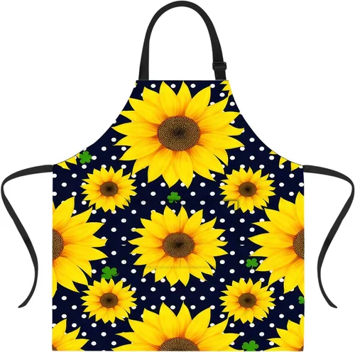 Miniatura 19 de ANNA QUEEN Delantal con 2 bolsillos impermeable para mujeres y hombres, estampado floral ajustable para cocina, hornear, barbacoa