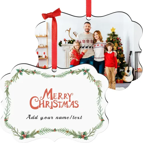 Miniatura 15 de Adornos de Navidad personalizados 2025, adorno de Navidad personalizado de doble cara, adorno de foto para árbol de Navidad para niños, mamá, papá