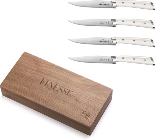 Miniatura 3 de Cangshan Thomas Keller Signature Collection - Cuchillo para carne de filo recto forjado de 4 piezas, caja de nogal