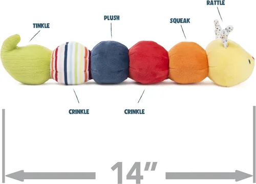 Miniatura 3 de GUND Baby Tinkle Crinkle Collection Essential Caterpillar - Peluche sensorial, 14 pulgadas Oruga multicolor