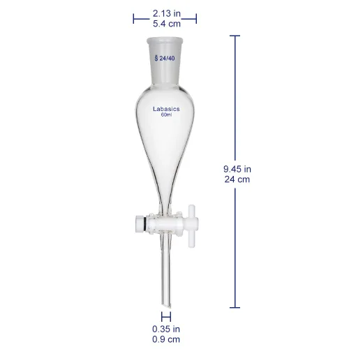 Miniatura 2 de Labasics Embudo separador cónico de vidrio borosilicato 2.0 fl oz con llave de paso de PTFE, 2.0 fl oz
