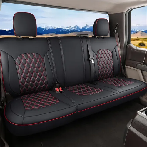 Miniatura 14 de Huidasource Fundas de asiento delantero de automóvil, funda de cojín impermeable de piel sintética F150 para asiento de camión, ajuste personalizado