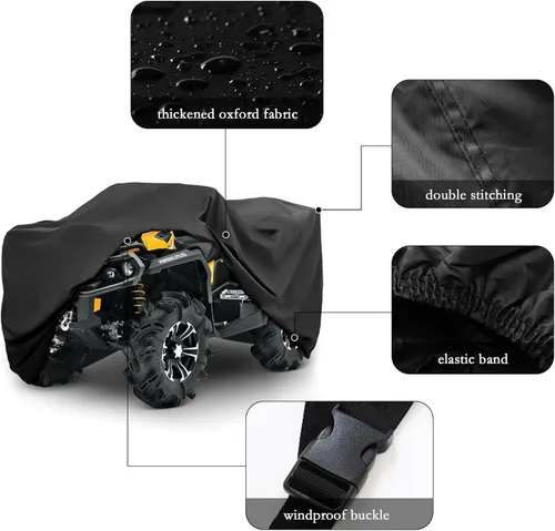 Miniatura 4 de XYZCTEM Funda prémium para ATV, tela Oxford 210D con protección contra el agua, los rayos UV, el viento. Cubierta cuádruple para Can-am, Suzuki