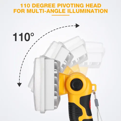 Miniatura 6 de Luz de Trabajo LED para Batería Dewalt 20V, Hiesuan 30W 3300LM Luz de Obra Linterna Foco con Cabezal Pivotante de 110 Grados Aleación de Zinc