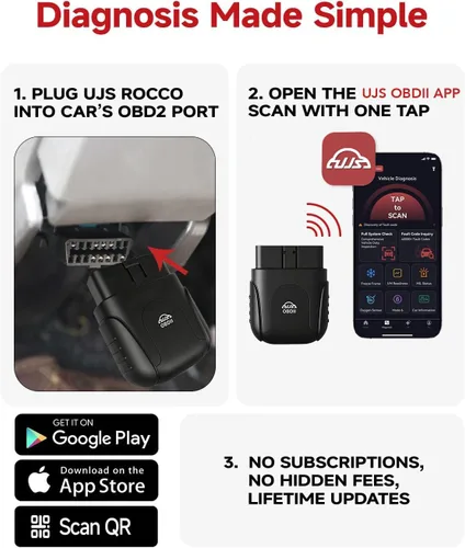 Miniatura 3 de Rocco OBD2 Escáner Bluetooth para iOS Android, herramienta de diagnóstico AI para reparación de automóviles, sin tarifa de suscripción, AutoVIN, más