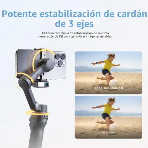 Miniatura 7 de DJI Osmo Mobile 8 Advanced Tracking Combo Gimbal Stabilizer para teléfono, seguimiento nativo de IA con audio e iluminación, rotación panorámica